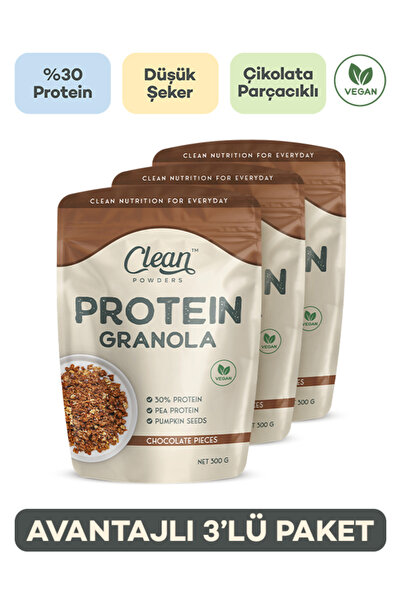 Clean Powders Protein Granola 300 Gr Çikolata Parçacıklı 3 Adet