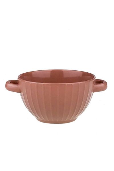 OEM Bol ceramic cu dungi și două mânere - 14X8 cm