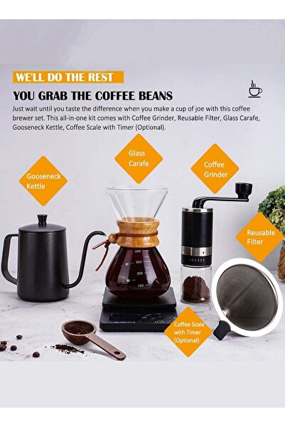 Yelajoy Coffee Maker Set,All-in-One Pour Over,Drip Brewing Kit with Accessories