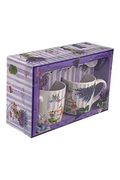 OEM Set of Two Mugs with Spoon, Lavender