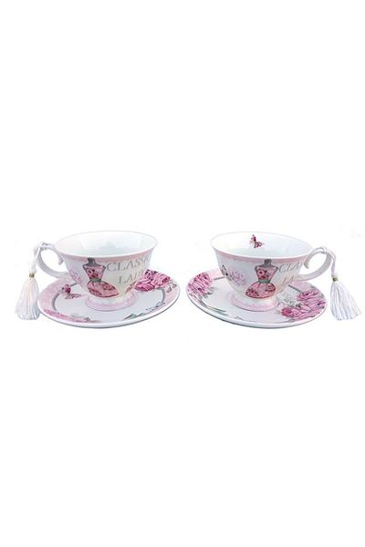 OEM Set ceramic cu două cești, farfurioare și cutie elegantă