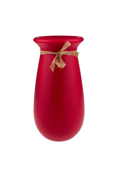 OEM Plastic Vase with Ribbon 14x29 cm Red