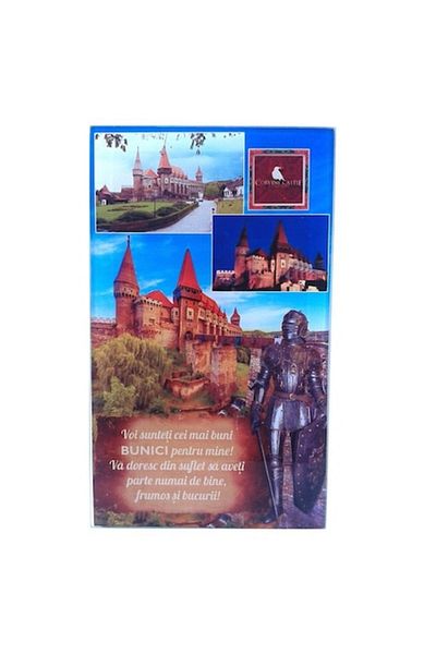 OEM Glass Decoration with Corvin Castle and Dedication for Grandparents, M3, 10x17 cm
