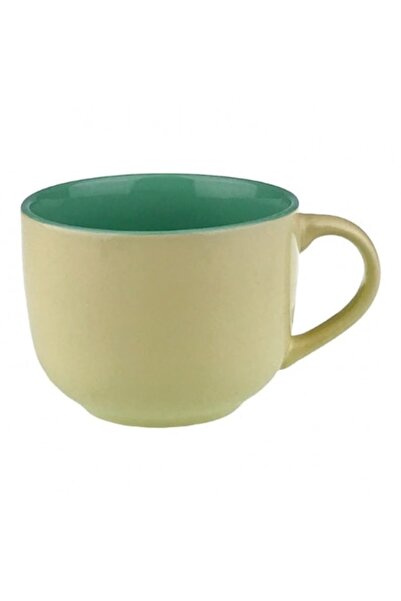 OEM Cană ceramică cu mâner, interior colorat, 11x9 cm fildeș+verde