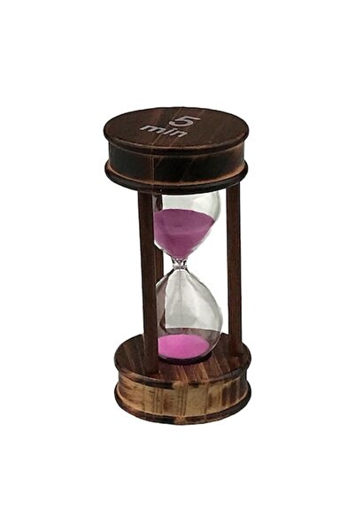 OEM Wooden Hourglass with Inscription, 5 Minutes, 6x12 cm, Brown-Pink