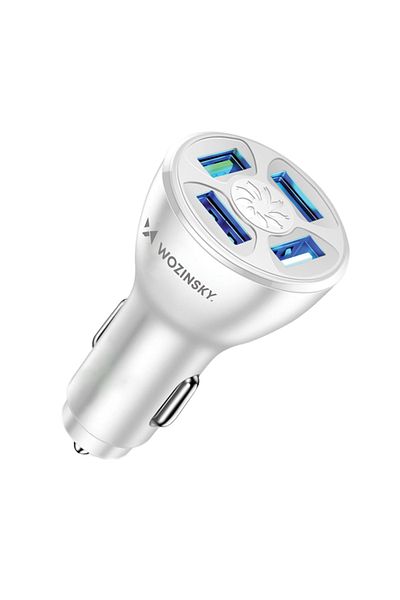 WOZINSKY Ładowarka samochodowa 50W 4x USB-A QC biała