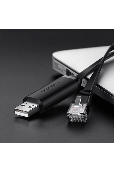 Ugreen Kabel przewód konsolowy przejściówka USB - RJ45 skrętka ethernet 1.5m czarny