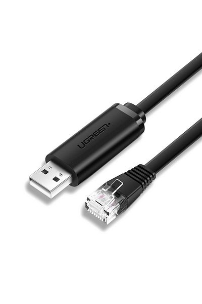 Ugreen Kabel przewód konsolowy przejściówka USB - RJ45 skrętka ethernet 1.5m czarny