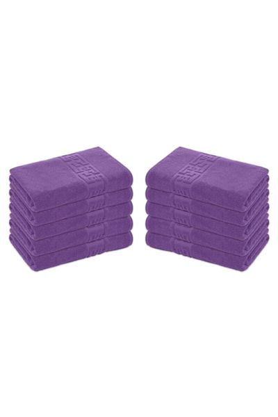 OEM Set 10 Hand Towels, Cotton, Greek Border, 500g/m², 30x50cm, Purple