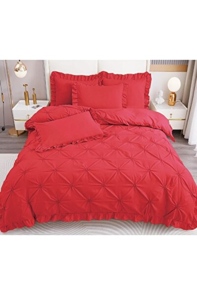OEM Double Bed Embroidered Bedding Set, Finet, Uni, 4 Pieces, 230x250cm, Red