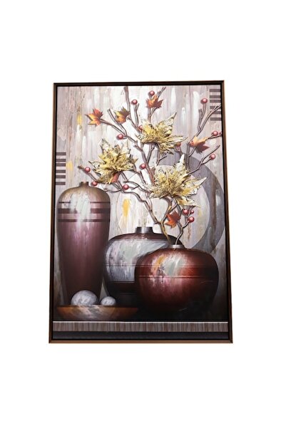 OEM Pictură, Ramă din plastic, 62x92cm, Multicolor, Frunze aplicate pe pânză