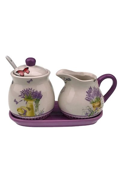 OEM Dozator de ulei ceramic, 2 recipiente, lavandă, 19x13cm, multicolor