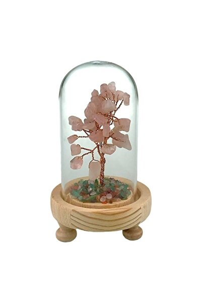 OEM Decorative Tree in Dome with Adventurine Stones, 8x14 cm, Pink