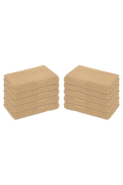 OEM Set 10 prosoape de mână, bumbac, bordură grecească, 500g/m², 30x50cm, maro deschis