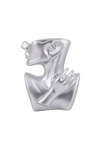 OEM Decorative Vase, Ceramic Face Design 19x13x25 cm Silver
