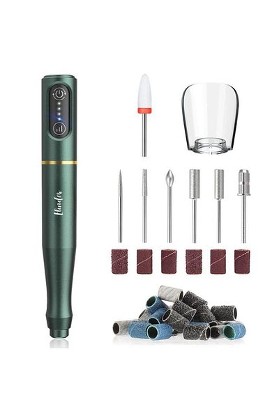 Elindor Pilă de unghii profesională, pilă electrică wireless, manichiură-pedichiură, reîncărcabilă, 20.000 RPM, verde