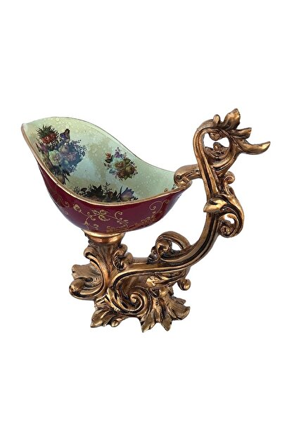 OEM Fructiera din rasina cu model floral, toarte si picior, 32x33 cm