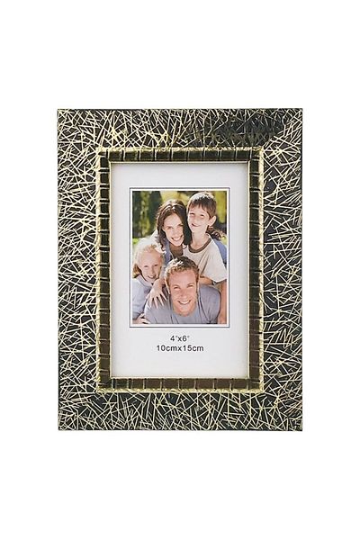 OEM Rama foto din lemn (MDF) cu striatii, 21x26 cm, negru-auriu