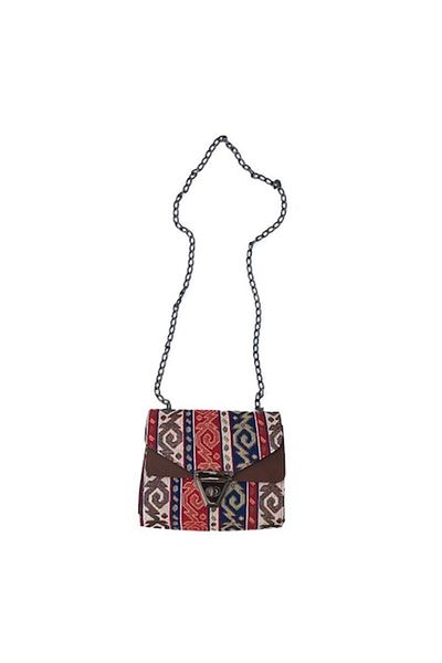 OEM Textile Bag with Traditional Pattern and Chain, Multicolor, M4, 19x15 cm