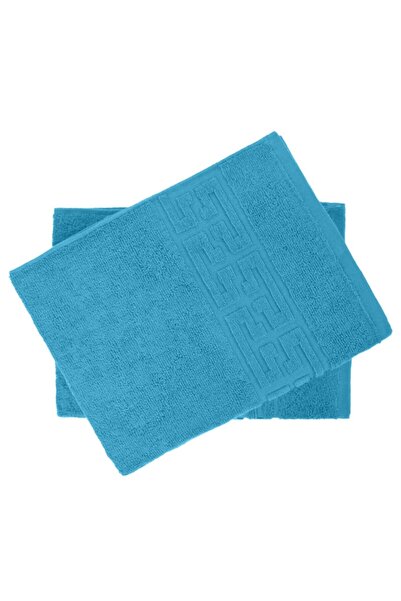 OEM Set 2 prosoape de baie, bumbac, model cu bordură grecească, 500 g/m², 70x140cm, albastru deschis