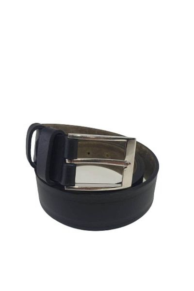 OEM Men's Genuine Leather Belt, Black, with Two Stripes M1, Width 3.5 cm