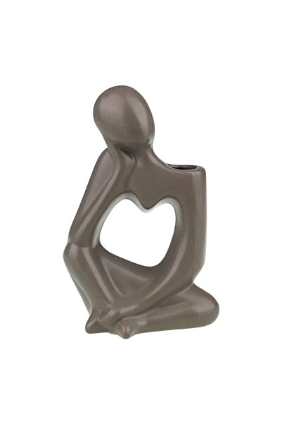 OEM Decorative Ceramic Vase in Thinker Shape, 13x20 cm, Grey