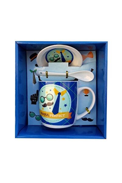 OEM Cană ceramică cu lingură și capac, dedicată lui „nas”, 17x18 cm