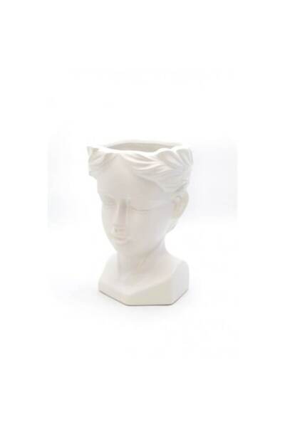 OEM Vază decorativă, model față de băiat, ceramică 22x13x13 cm, albă