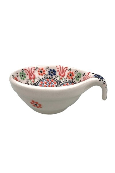 OEM Bol cu toarta pentru sos, ceramica, model floral, pictat manual, 10x4cm, Multicolor, M4