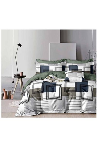 OEM Double Bed Linen, 6 Pieces, 2 Persons, 180x200 cm, Checkered Print, Multicolor