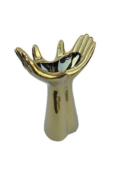 OEM Vază decorativă, ceramică, 2 mâini, 10x18cm, aurie