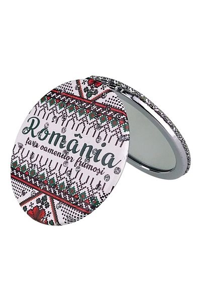 OEM Pocket Mirror, Inscribed 'Romania', Multicolor, 7x7 cm