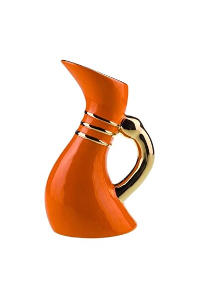 OEM Ceramic vase, jug type, with handle 13x25 cm orange