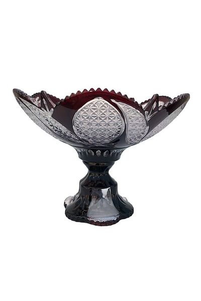 OEM Glass Fruit Bowl in Flower Shape, with Stand, 24x17 cm