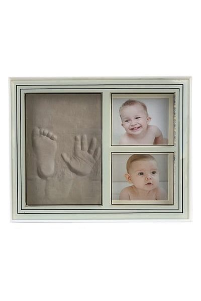 OEM Ramă foto dublă cu LED-uri și secțiune pentru matriță pentru piciorușe și amprente de mână, albă, M1, 25x20 cm