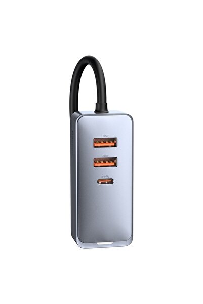 Baseus Ładowarka samochodowa rozdzielacz 3x USB + USB-C 120W PPS QC PD szary