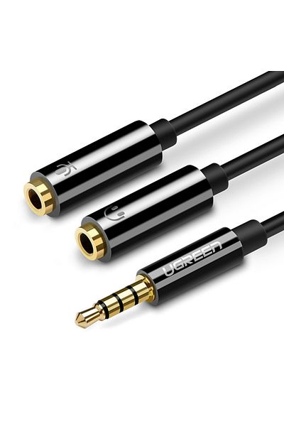 Ugreen Rozdzielacz przejściówka mini jack 3.5 mm - 2 x mini jack 3.5mm mikrofon i słuchawki czarny