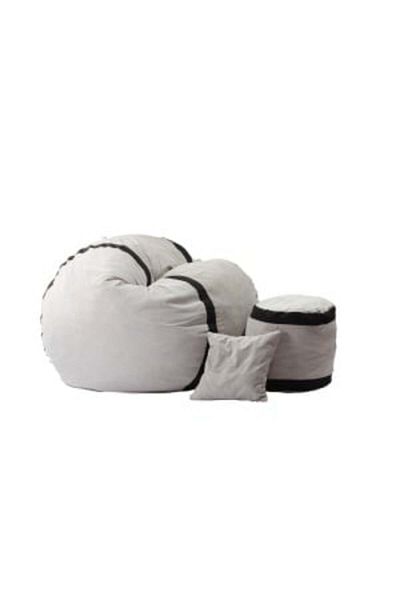 Pufrelax Matusalem Armchair Set with Ottoman (footrest) and Cushion, Textile Material - Angora Grey