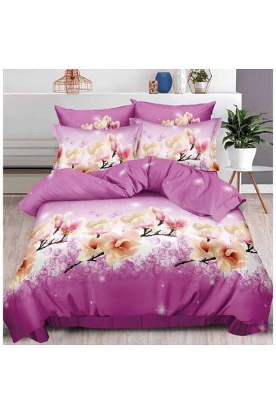 OEM Double Bedding Set, 6 Pieces, Finet, 3D Print, Blossoming Branches, 2 Persons, 240x250cm, Multicolor