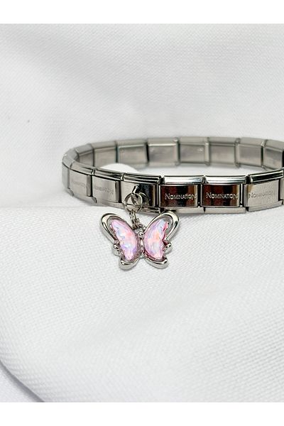 Sumen Butik Butterfly Figured Stone Hanging Steel Italian Charm
