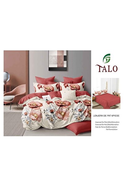 OEM Double bed linen set, flower bouquets, reversible sheet, 6 pieces, Finet