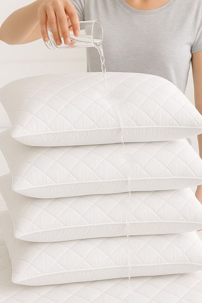 Nart Home Set de perne de pernă, matlasat din bumbac, rezistent la lichide, 4 bucăți, alb