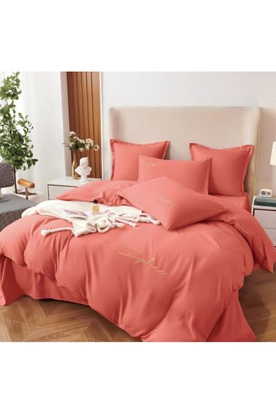 OEM Bed Linen Set, Uni, Finet, 2 Persons, 6 Pieces, 230x245cm, Coral