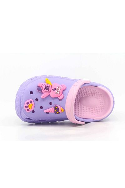 İncim Lilac Teddy Bear Comfortable Sole Beach Pool Seaside Nursery Daily Unisex Children's Slippers & Sandals
