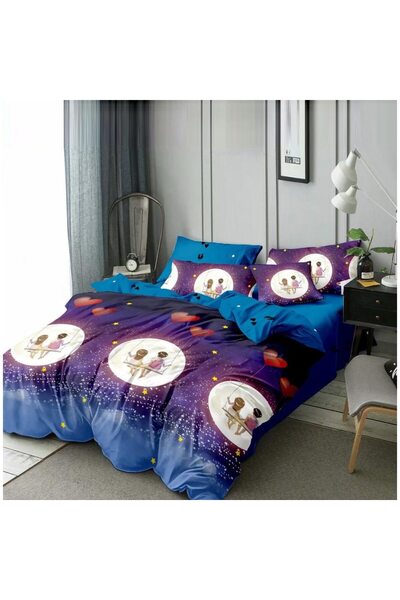 Pucioasa Bed Linen for 2 People, Pucioasa, Love Swing, Satin Cotton, 4 Pieces