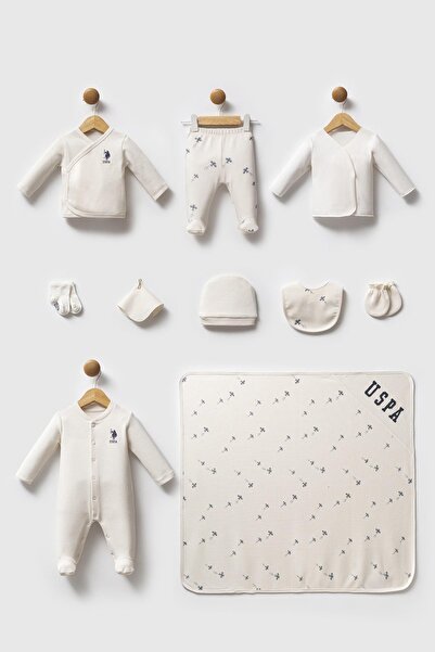 U.S. Polo Assn. U.S. Polo Assn. Ecru 100% Cotton Newborn Baby Boy 10 Pieces H...