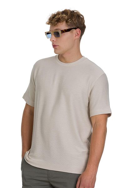 Hatemoğlu Ecru Regular Fit Crew Neck Basic T-Shirt