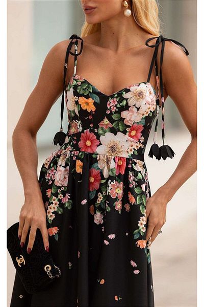 Pulli Collection Rochie cu modele florale Tesatura creponata importata
