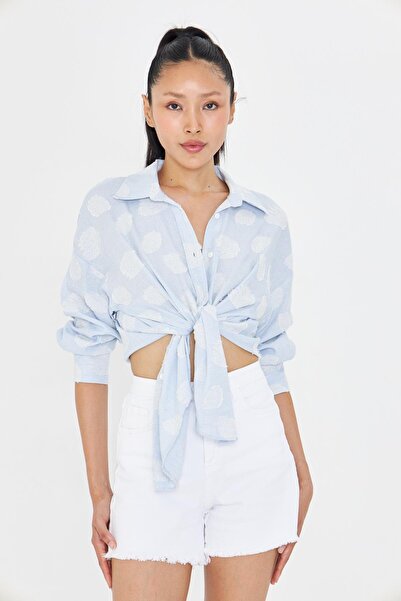 TIFFANY&TOMATO Jakarlı Keten Görünümlü Gömlek