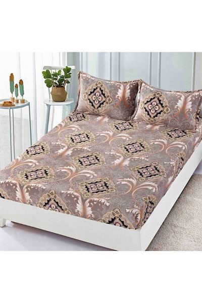 JOJO HOME Elastic Fitted Sheet for Double Bed, Jojo Home, Abstract Print, 3 Pieces, 2 People, Cocolino, 180x20